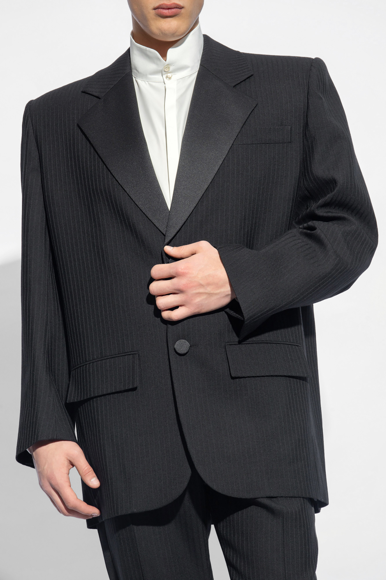 ジャケット SAINT LAURENT BLACK WOOL BLAZER Double-breasted wool blazer in black - Saint Laurent | Mytheresa